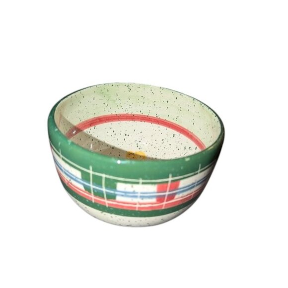 Vintage 1998 Julie Ueland Enesco Speckled Plaid Small Christmas Tree Bowl 4.5" - Picture 2 of 3